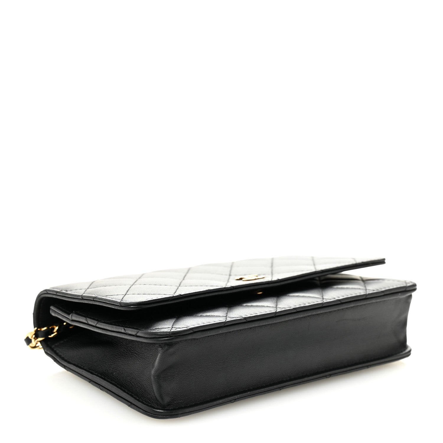 Lambskin Quilted Wallet On Chain WOC Black