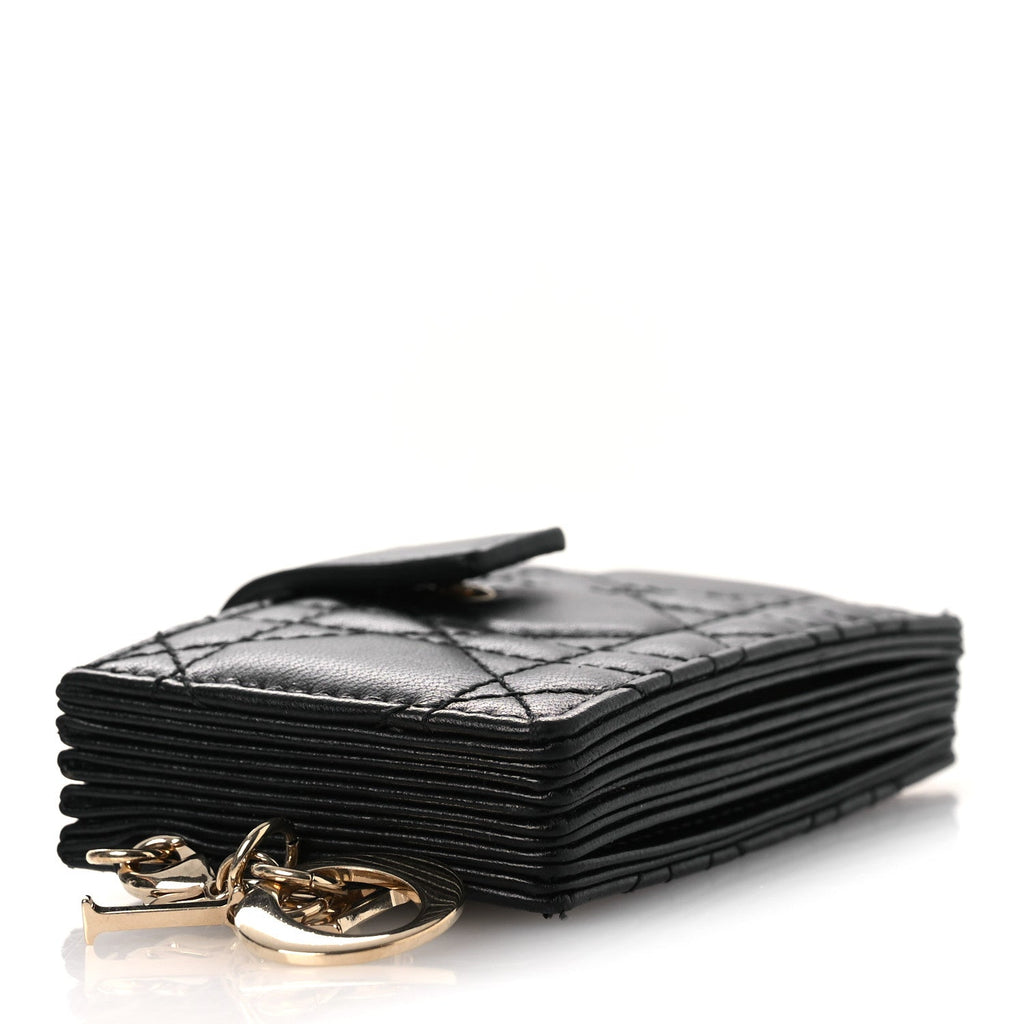 Lambskin Cannage Lady Dior Jasmine 5-Gusset  Holder Black
