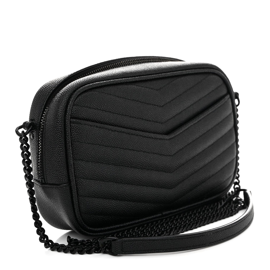 Grain De Poudre Matelasse Monochrome Monogram Mini Lou Camera Bag Black