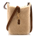 Shearling Suede Mini Le 5 A 7 Vertical Hobo Natural Beige Dark Cigar