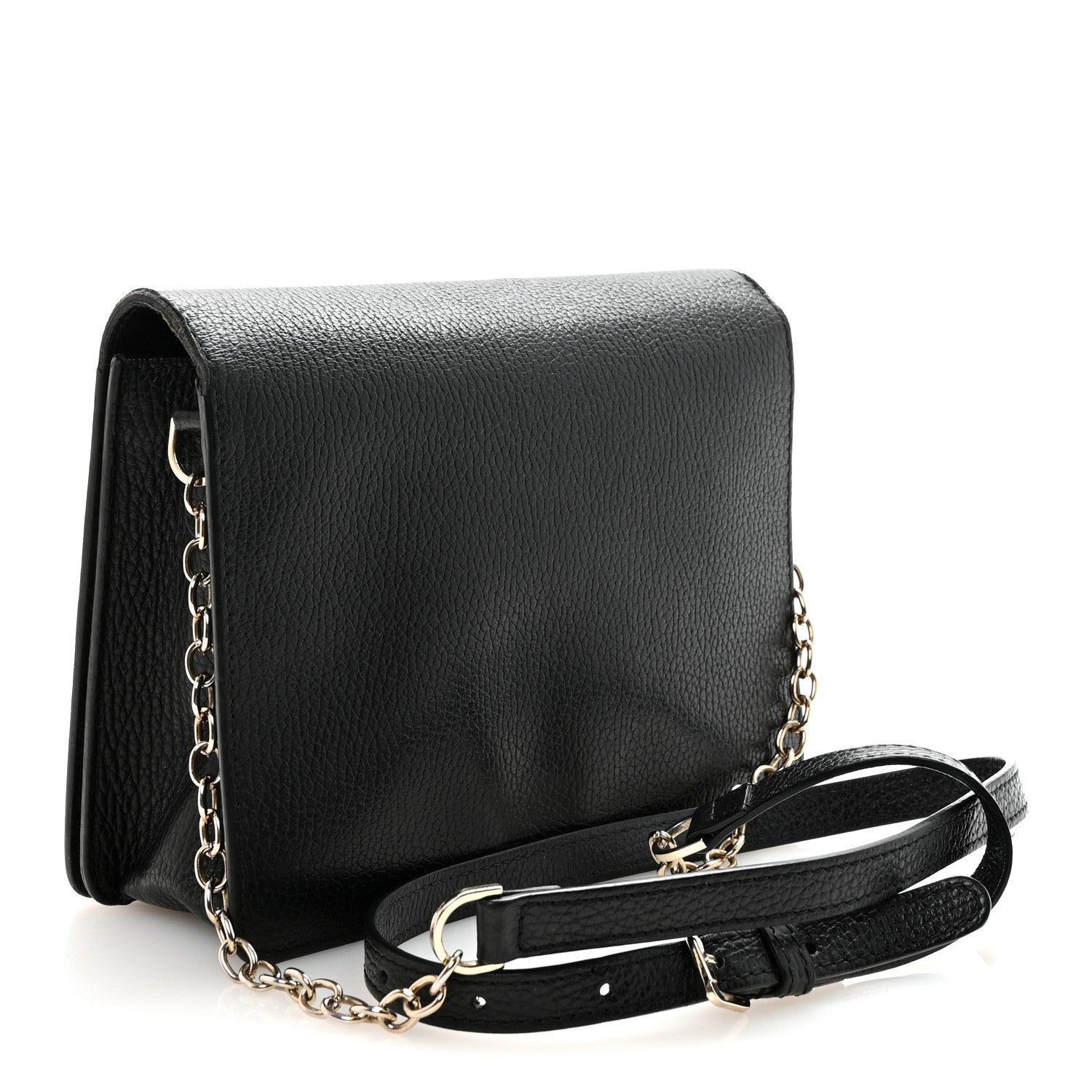 Grained Calfskin Embossed Medusa Flap Bag Black