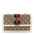 GG Supreme Monogram Web Queen Margaret Chain Wallet White