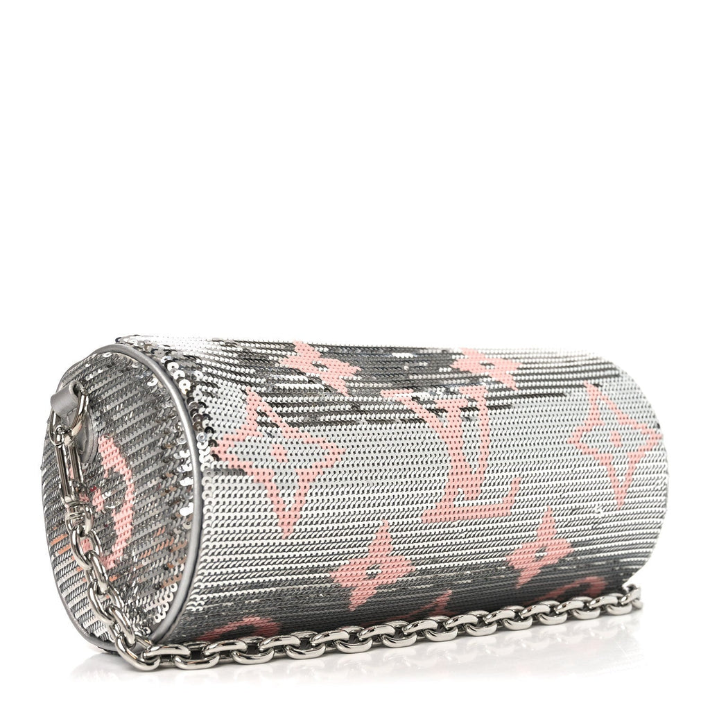 Satin Sequin Monogram Giant Papillon Silver Pink