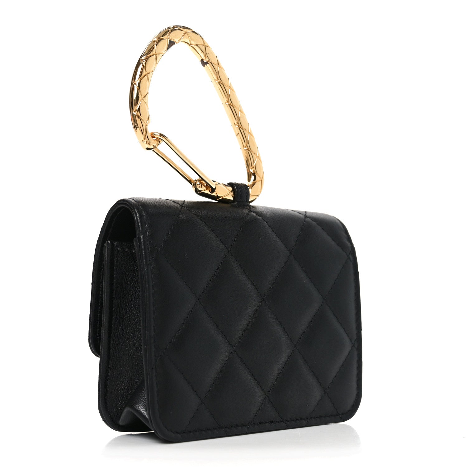 Lambskin Quilted CC Hook  Holder Black