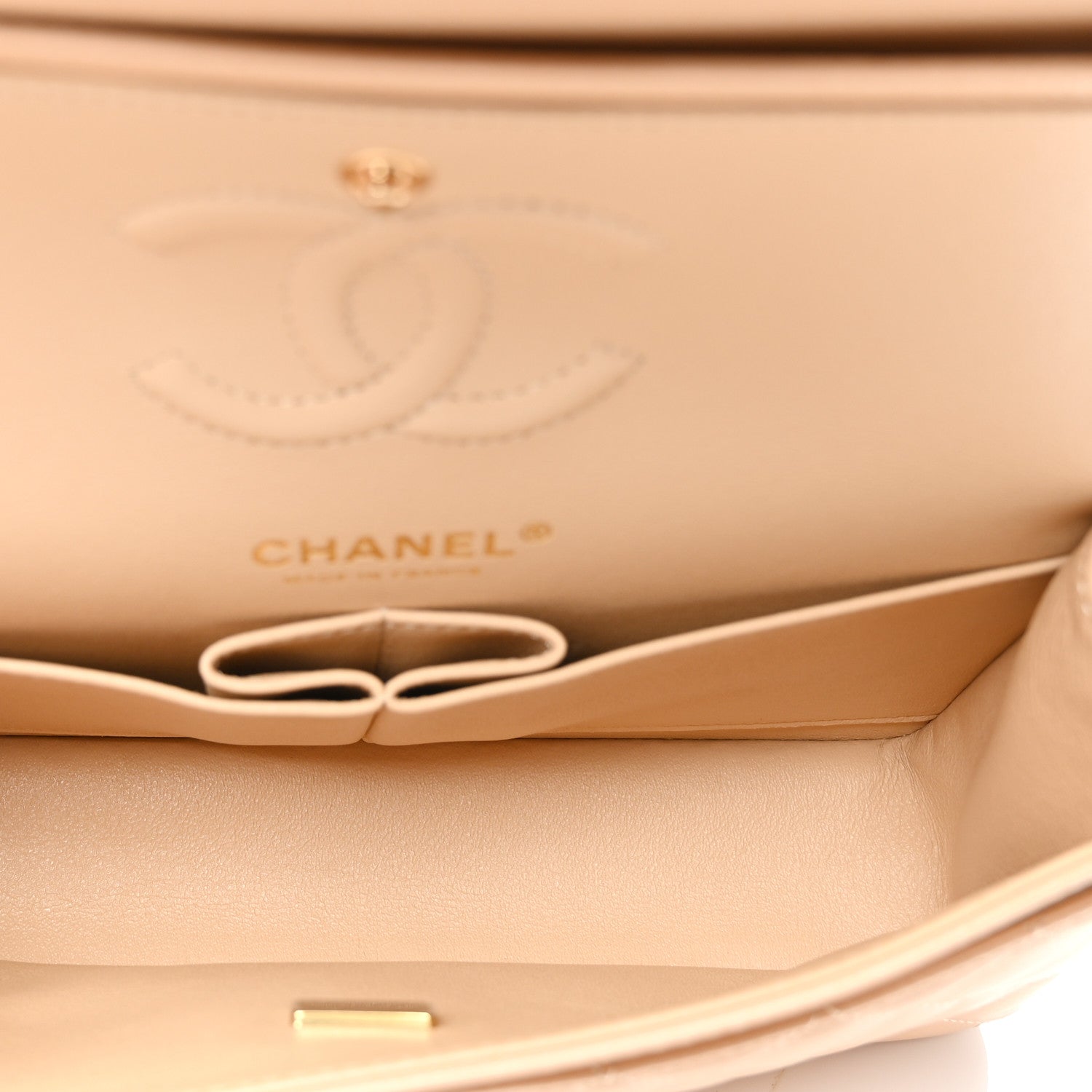 Caviar Quilted Small Double Flap Beige