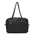 Nylon Quilted Tweed Stitch Bubble Camera Case Black