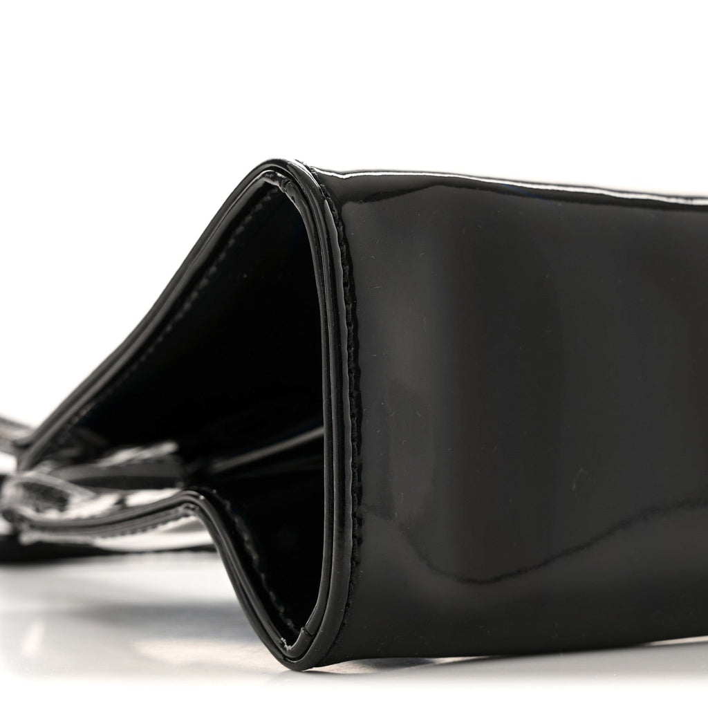 Patent Vegan Leather Small Shopping Bag Black Rainbow