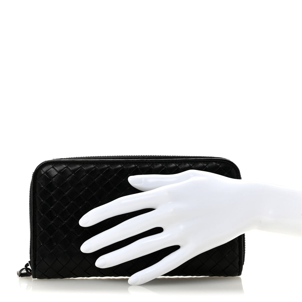 Nappa Intrecciato Zip Around Wallet Black