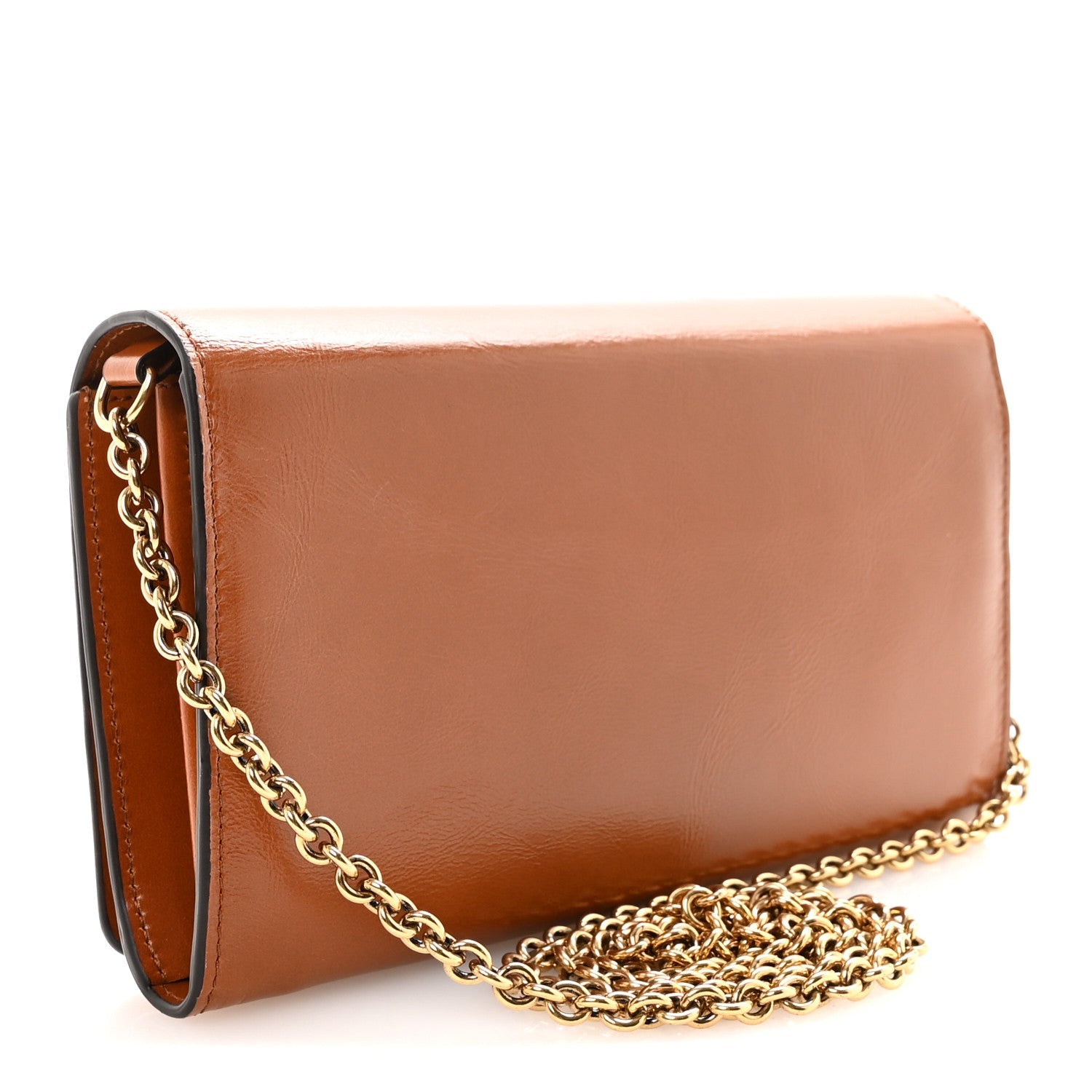 Calfskin Iconic Flap Wallet On Chain Clay Brown