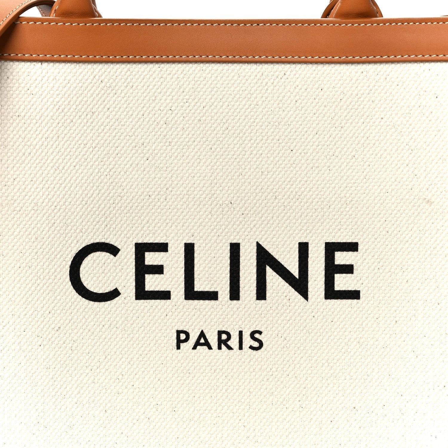 Canvas Calfskin Logo Print Small Vertical Cabas Natural Tan