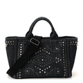 Canapa Denim Crystal Rivet Studded Tote Avio