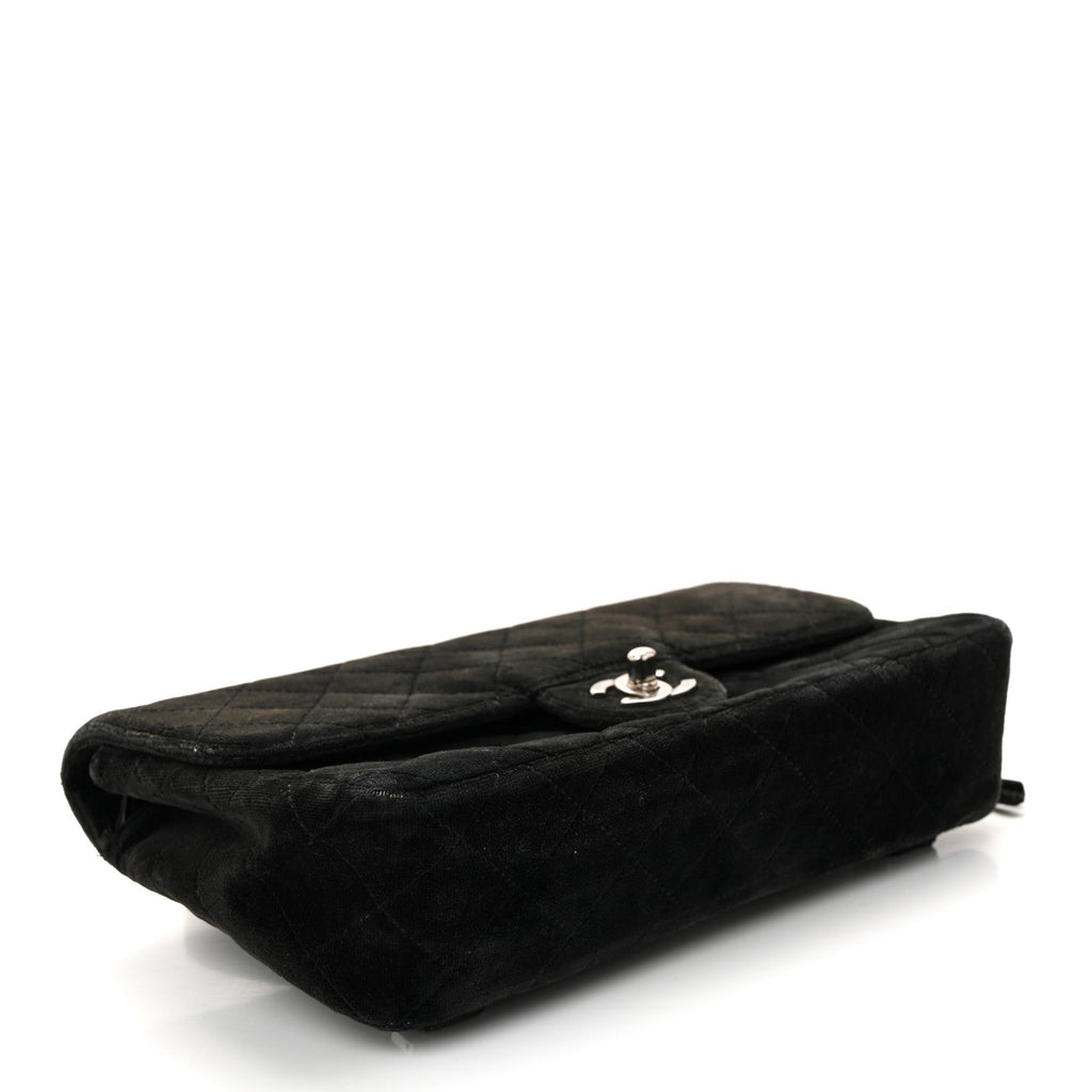 Velvet Quilted Flap Backpack Black