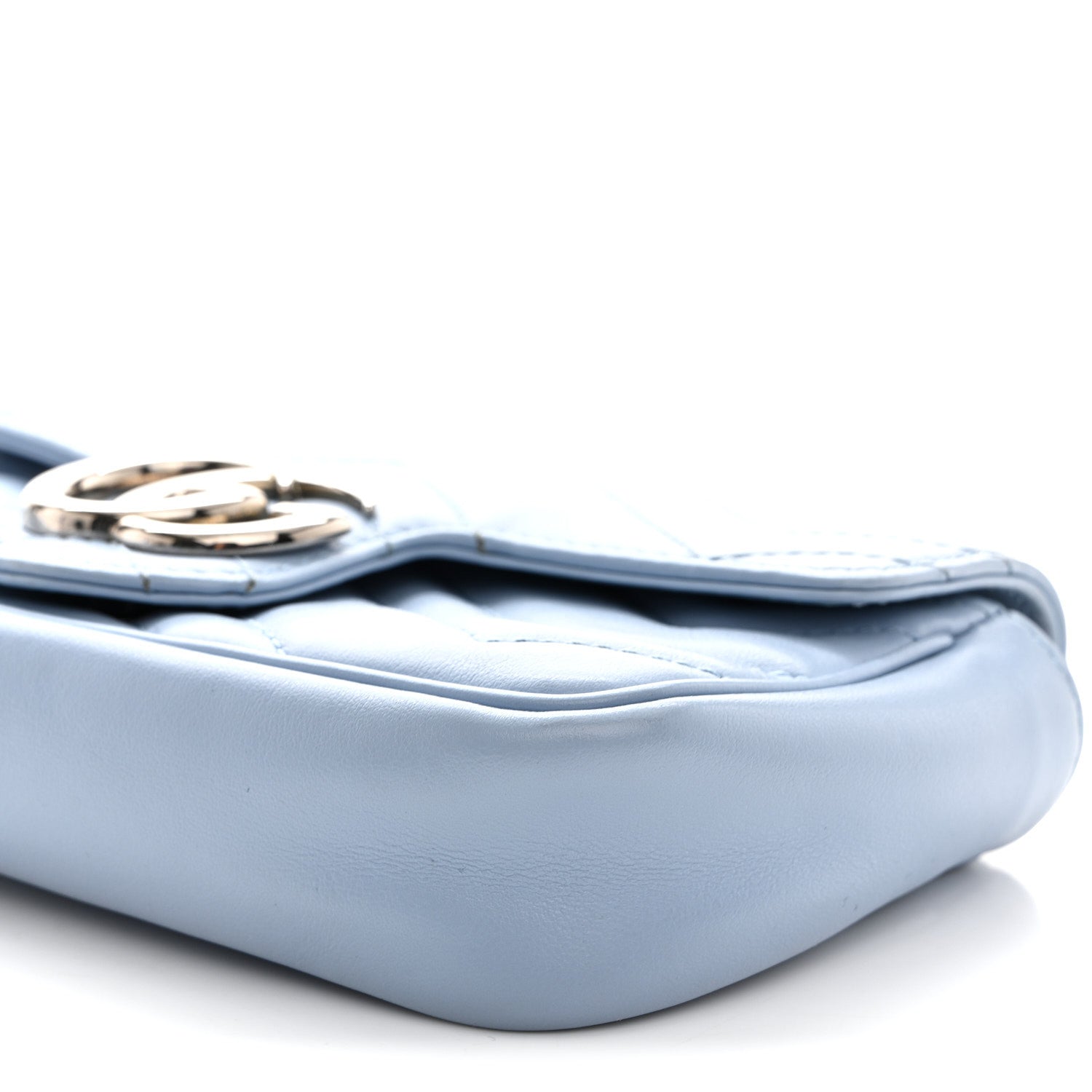 Calfskin Matelasse Super Mini GG Marmont Shoulder Bag Porcelain Light Blue