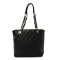 Caviar Quilted Petit Shopping Tote PST Black