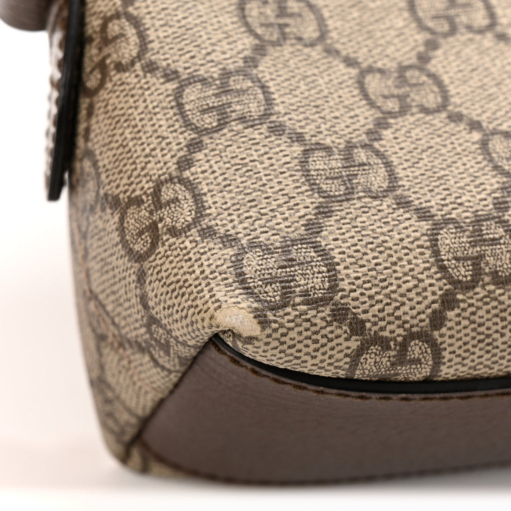 GG Supreme Monogram Textured Dollar Calfskin Web Small Ophidia Dome Shoulder Bag Beige Ebony New Acero