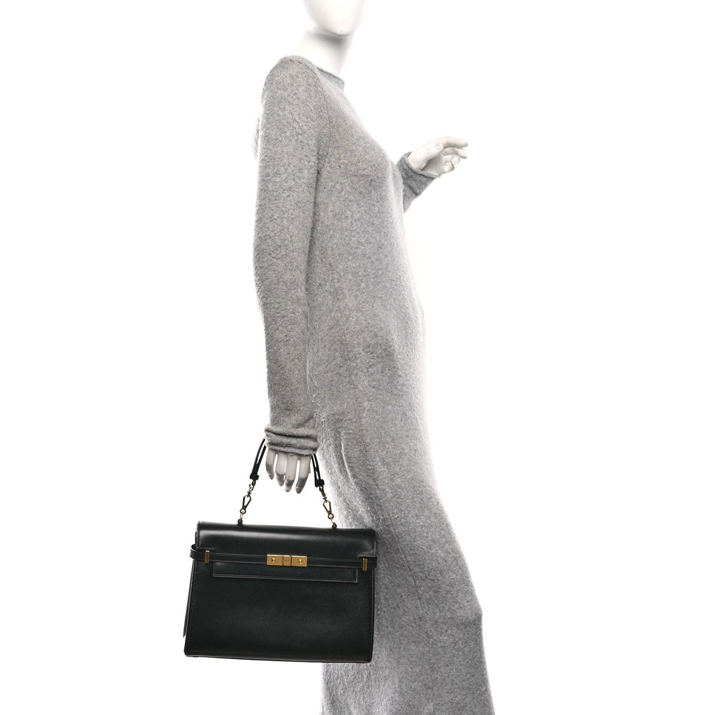 Smooth Calfskin Manhattan Top Handle Black