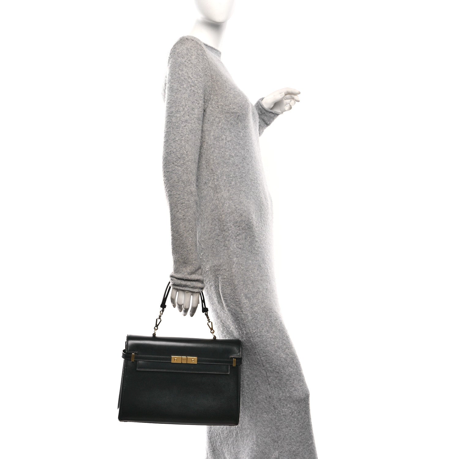 Smooth Calfskin Manhattan Top Handle Black