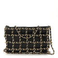 Lambskin Chain Frame Shoulder Bag Black