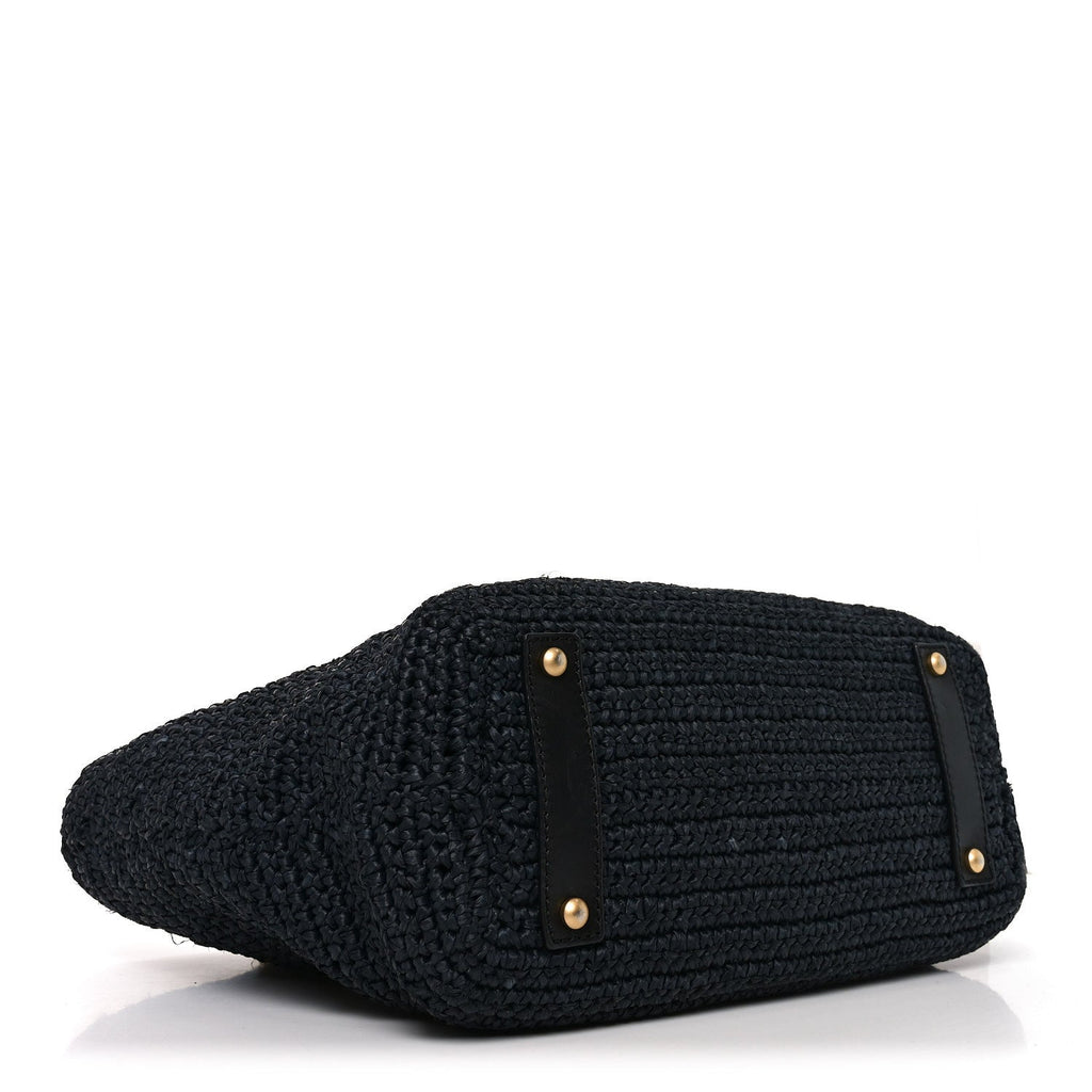 Straw Raffia Tote Black