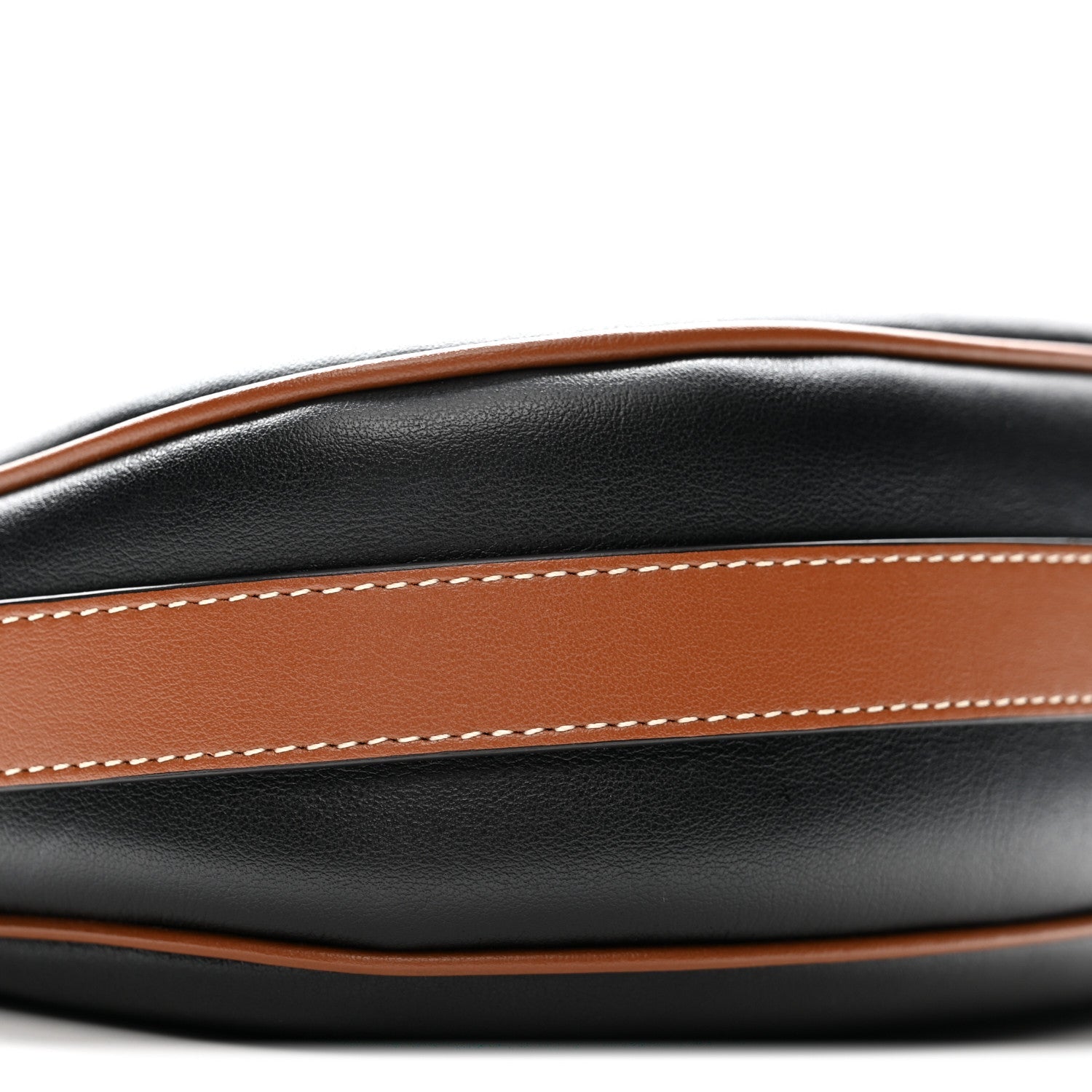 Smooth Calfskin Medium Strap Ava Shoulder Bag Black Tan