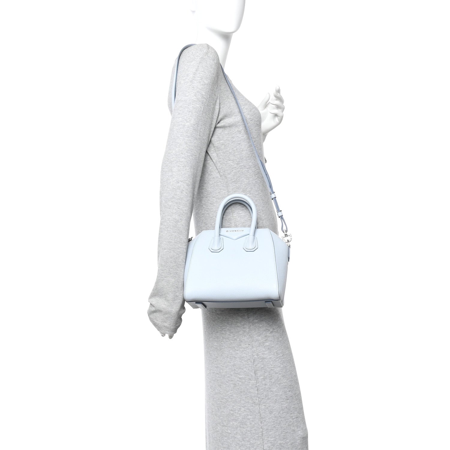 Sugar Goatskin Mini Antigona Baby Blue