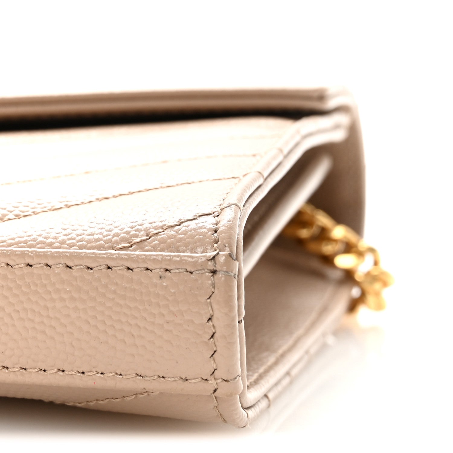 Grain De Poudre Matelasse Chevron Monogram Chain Wallet Dark Beige