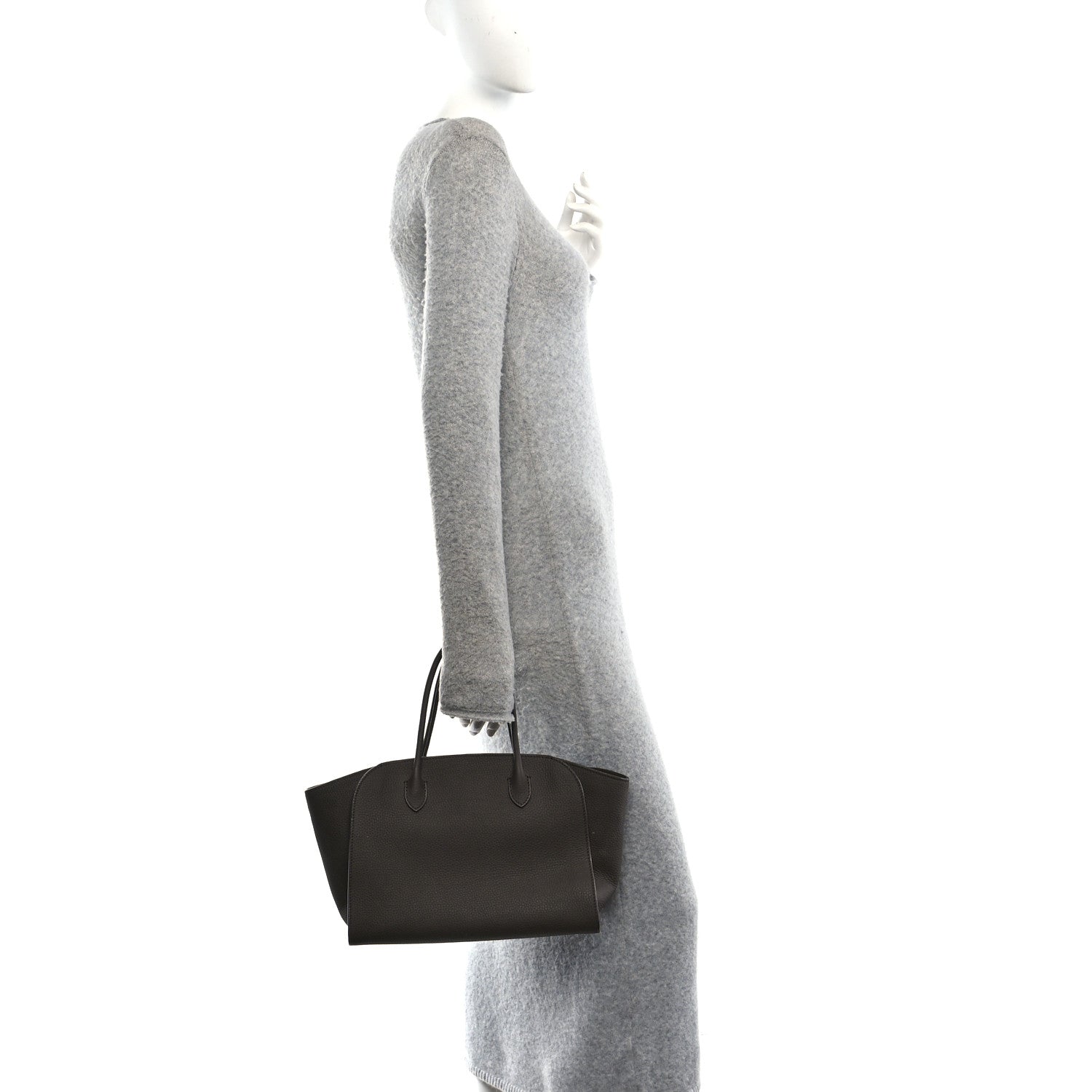 Matte Grained Calfskin Marlo 12 Tote Bag Dark Olive