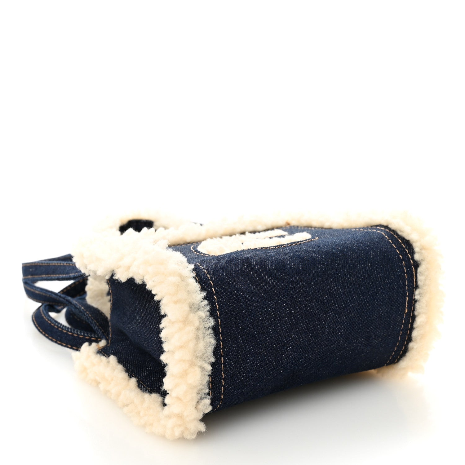 X UGG Denim Shearling Small Shopping Bag Raw Denim