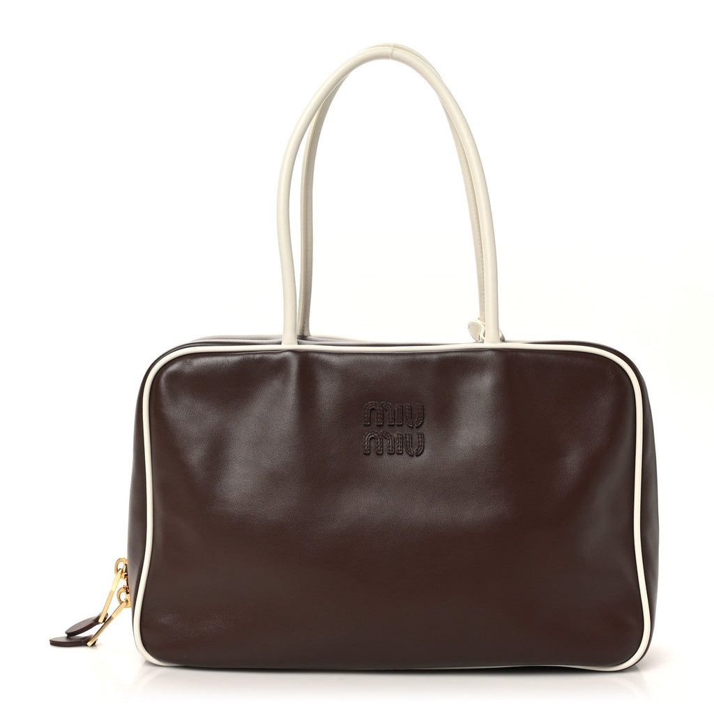 Soft Calf Softy Large Contrast Beau Top Handle Bag Radica White