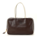 Soft Calf Softy Large Contrast Beau Top Handle Bag Radica White