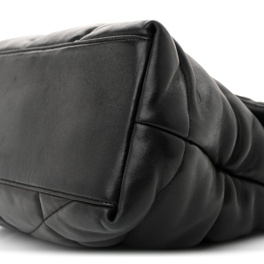 Lambskin Quilted Medium Loulou Puffer Monogram Chain Satchel Black