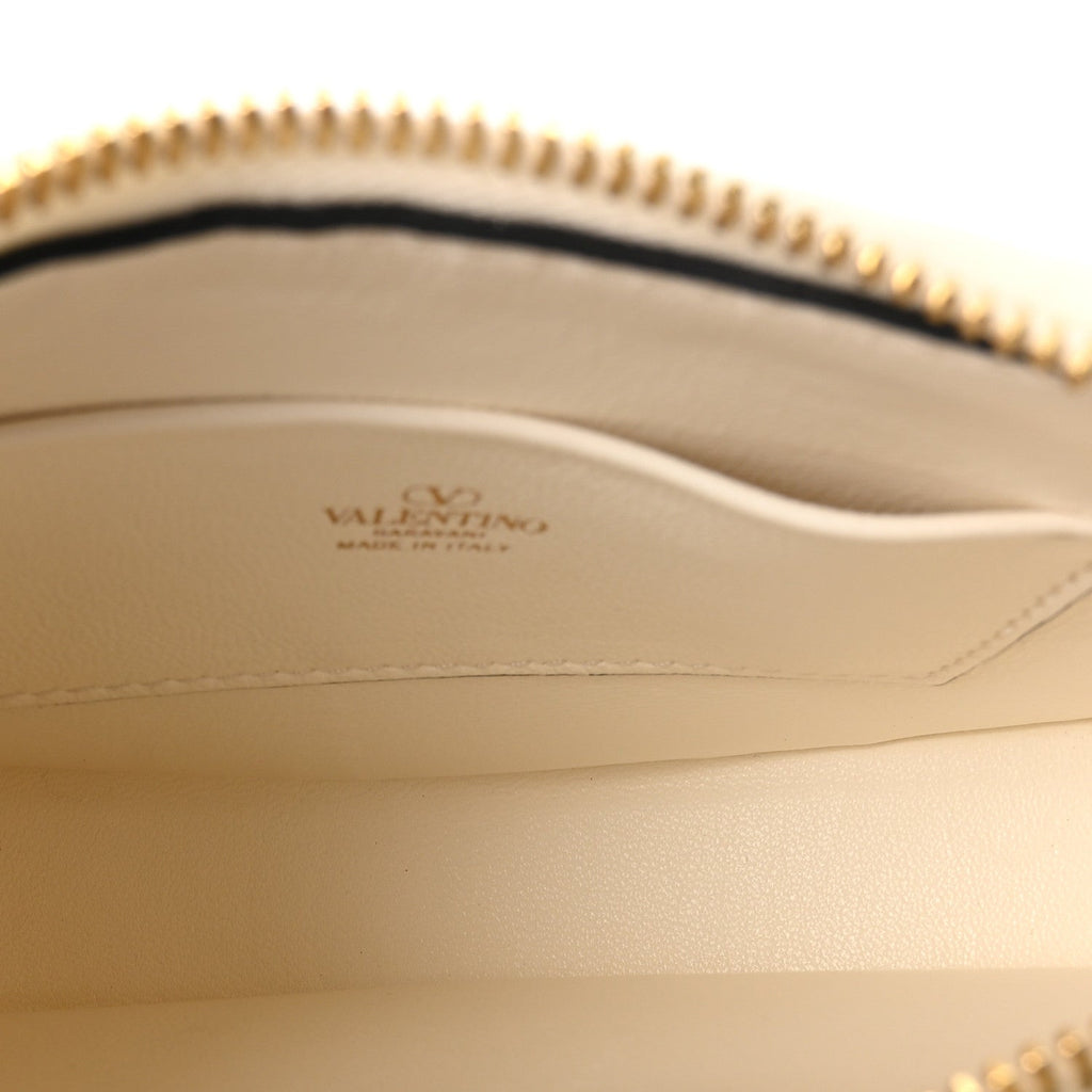 Calfskin Chevron Mini Vlogo Hobo Bag White