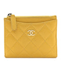 Caviar Quilted CC Zip  Holder Yellow