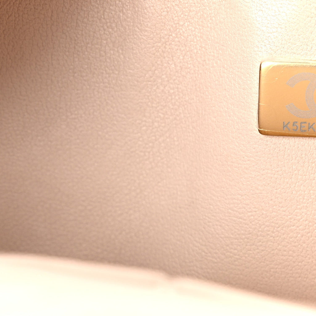 Caviar Quilted Small Double Flap Beige
