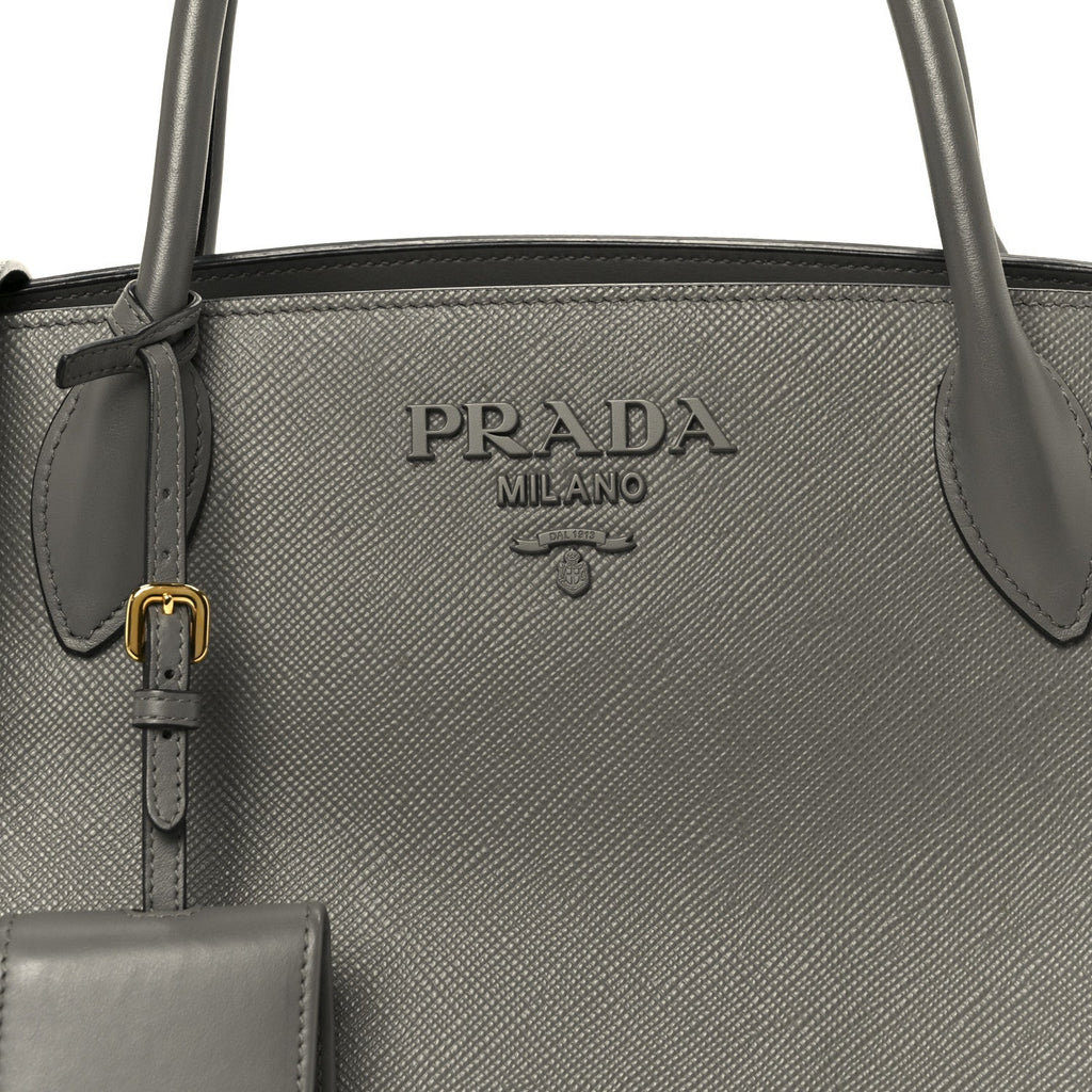 Saffiano Cuir Calfskin Medium Monochrome Top Handle Tote Ardesia