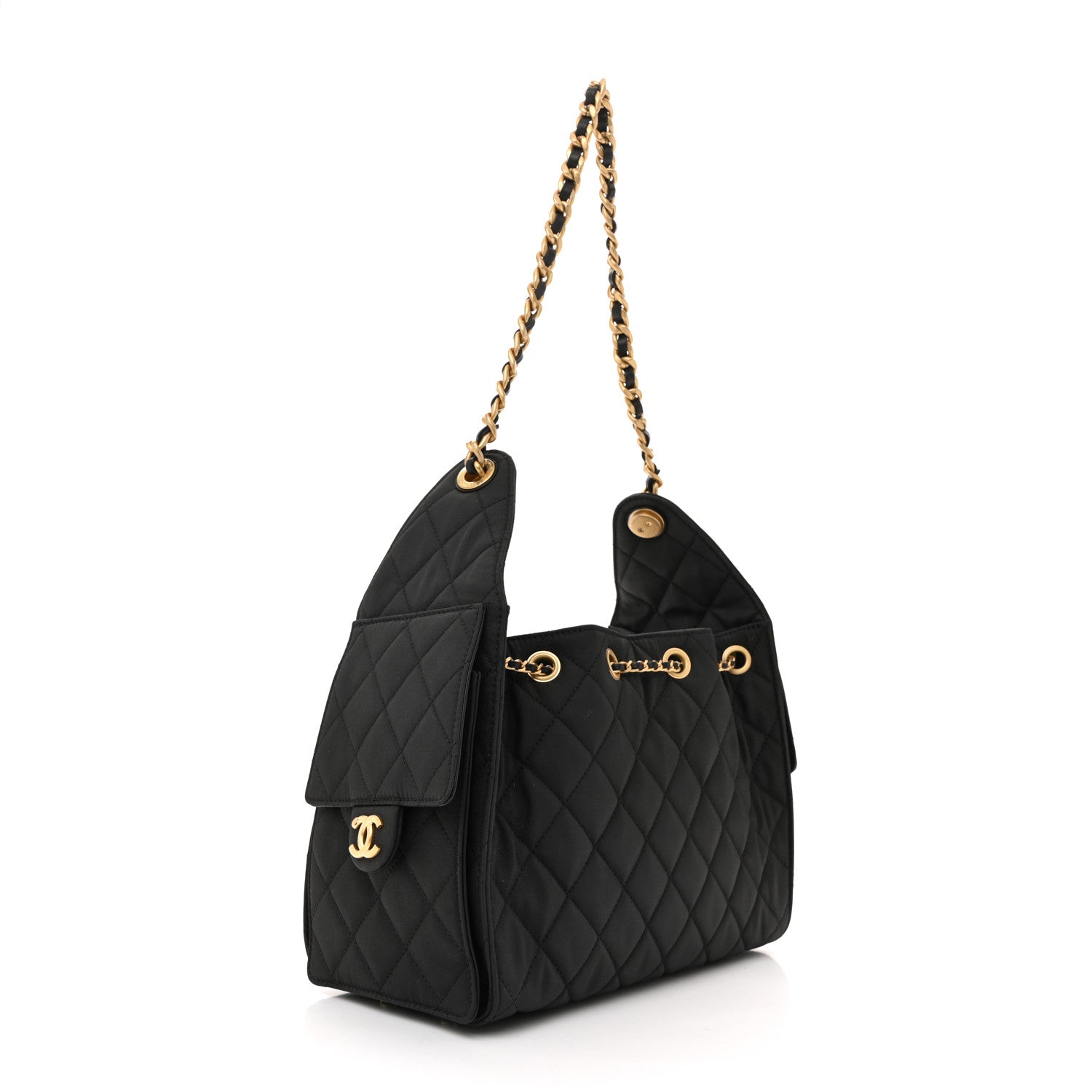 Canvas Quilted Small Chanel 25 Handbag Black