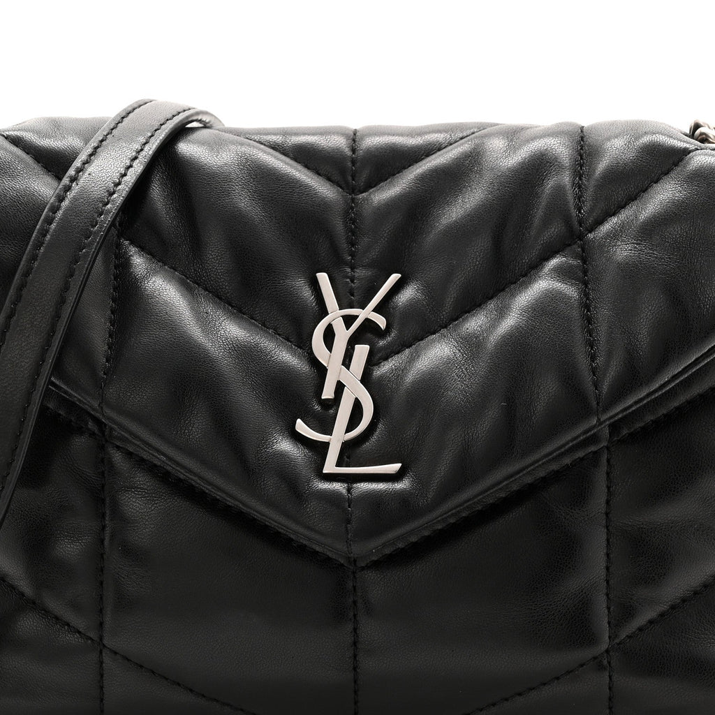 Lambskin Quilted Toy Loulou Puffer Monogram Chain Satchel Black