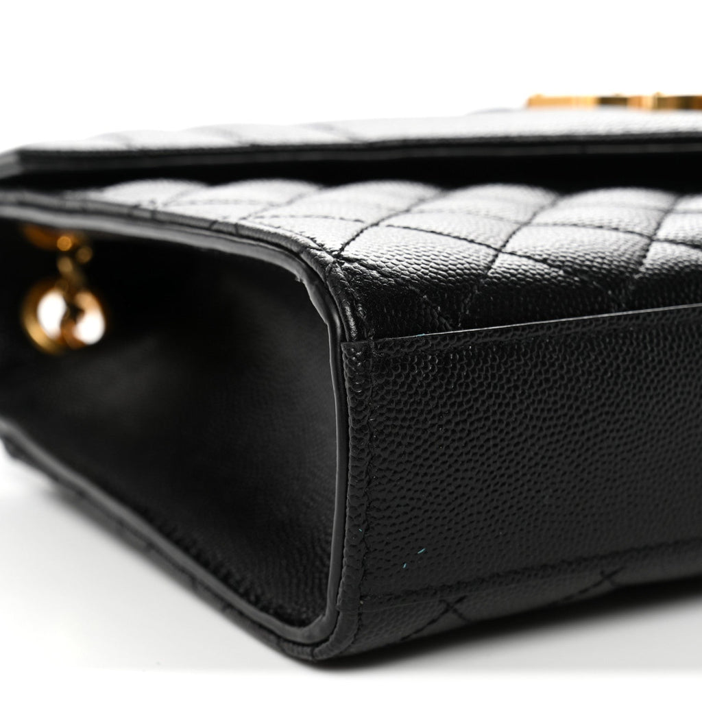 Grain De Poudre Textured Mixed Matelasse Triquilt Medium Monogram Satchel Black