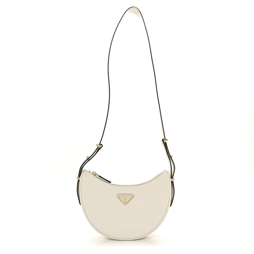 Soft Calfskin Arque Shoulder Bag White