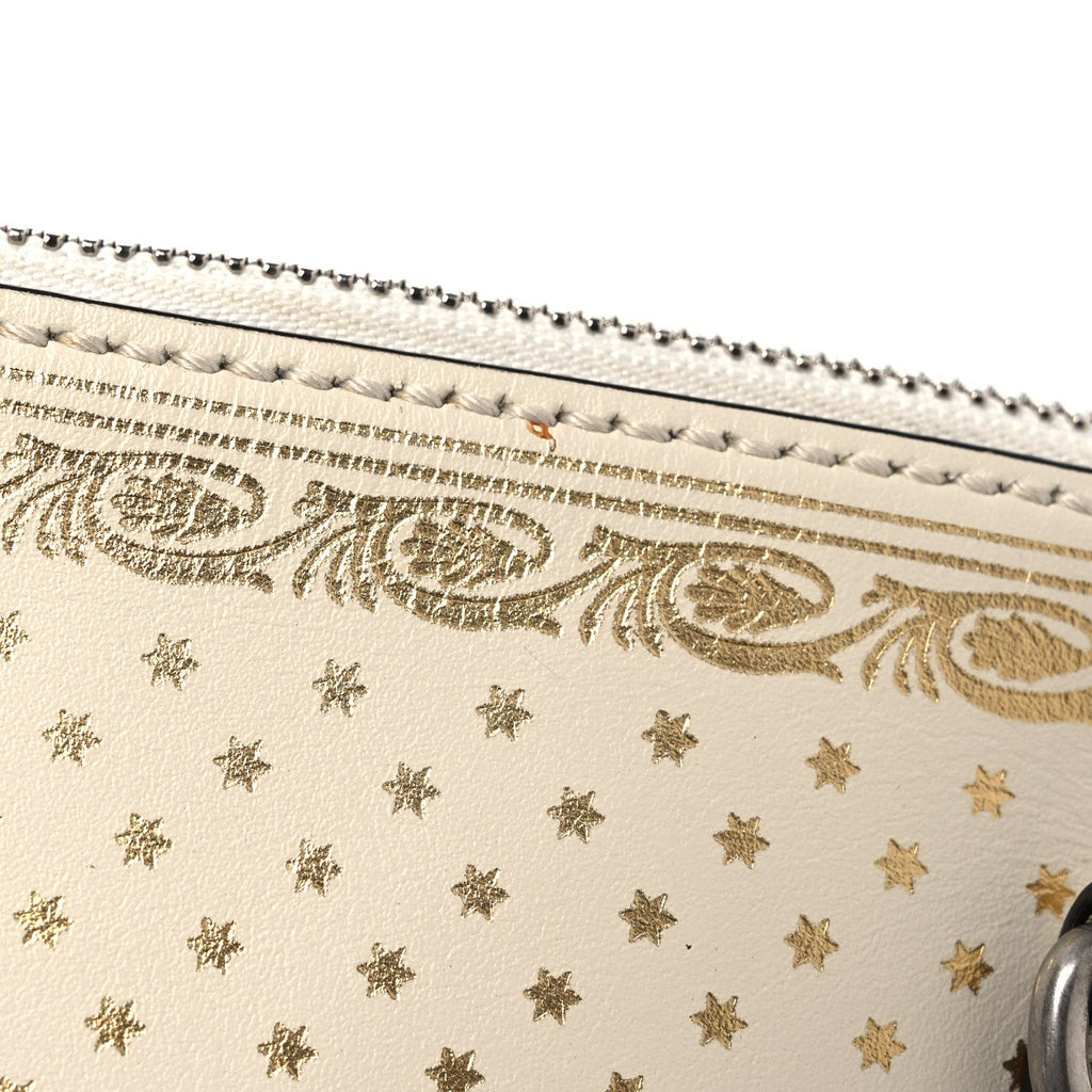X SEGA Calfskin GUCCY Stars Mini Dome Shoulder Bag Mystic White Gold