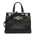 Grainy Calfskin Small Zumi Top Handle Bag Black