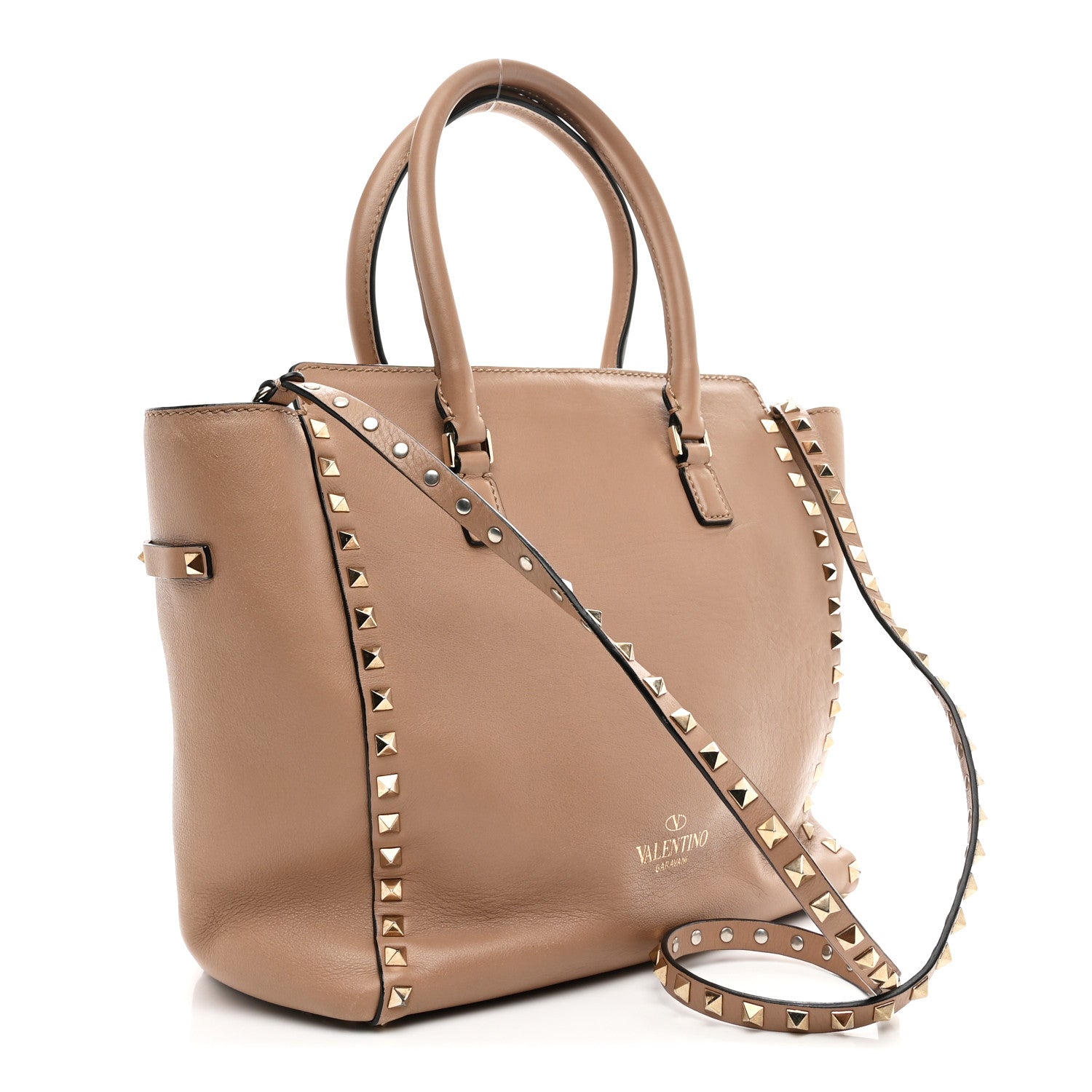 Vitello Rockstud Double Handle Tote Alpaca