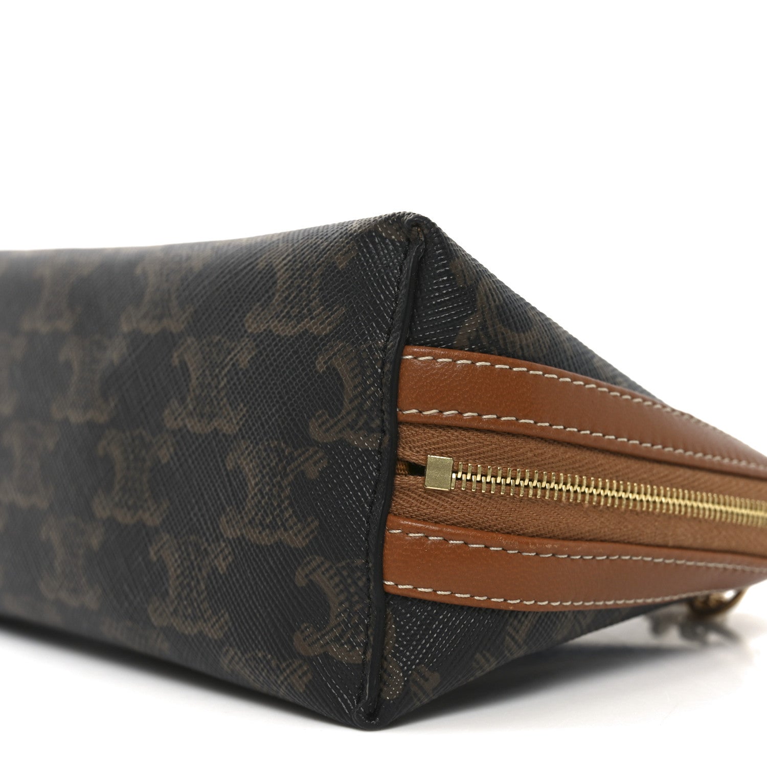 Triomphe Canvas Lambskin Clutch On Chain Tan