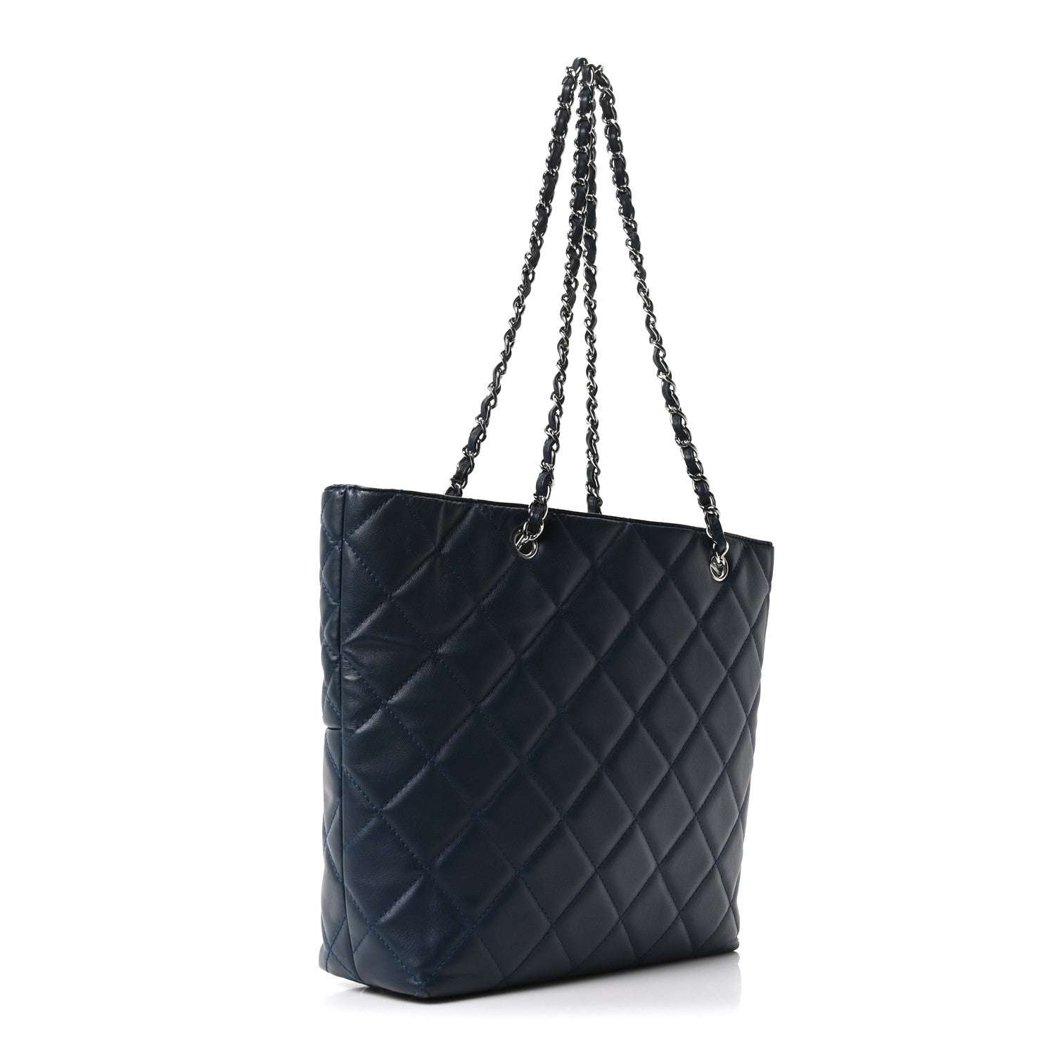 Calfskin Quilted In The Business North South Tote  Blue