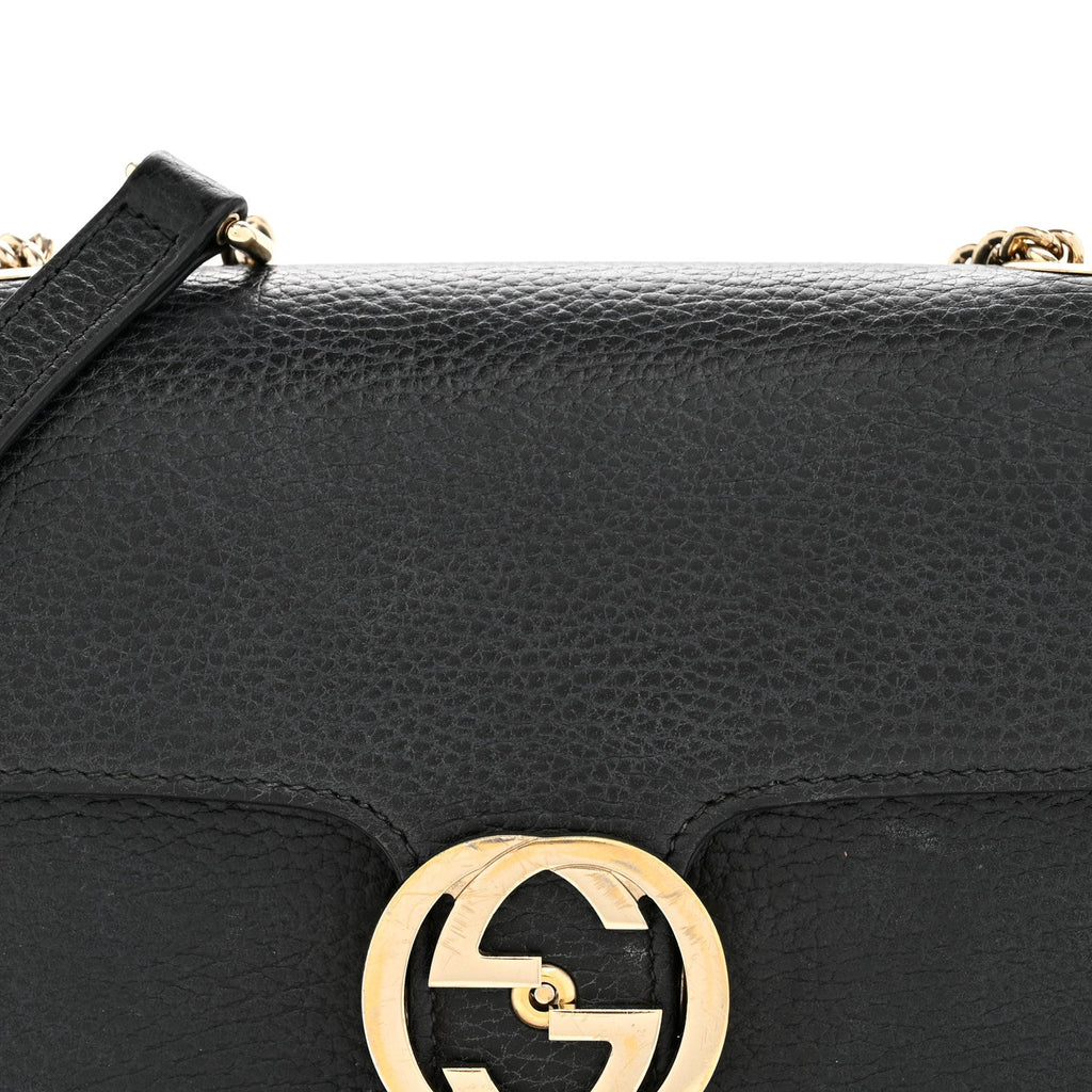 Dollar Calfskin Small Interlocking G Shoulder Bag Black