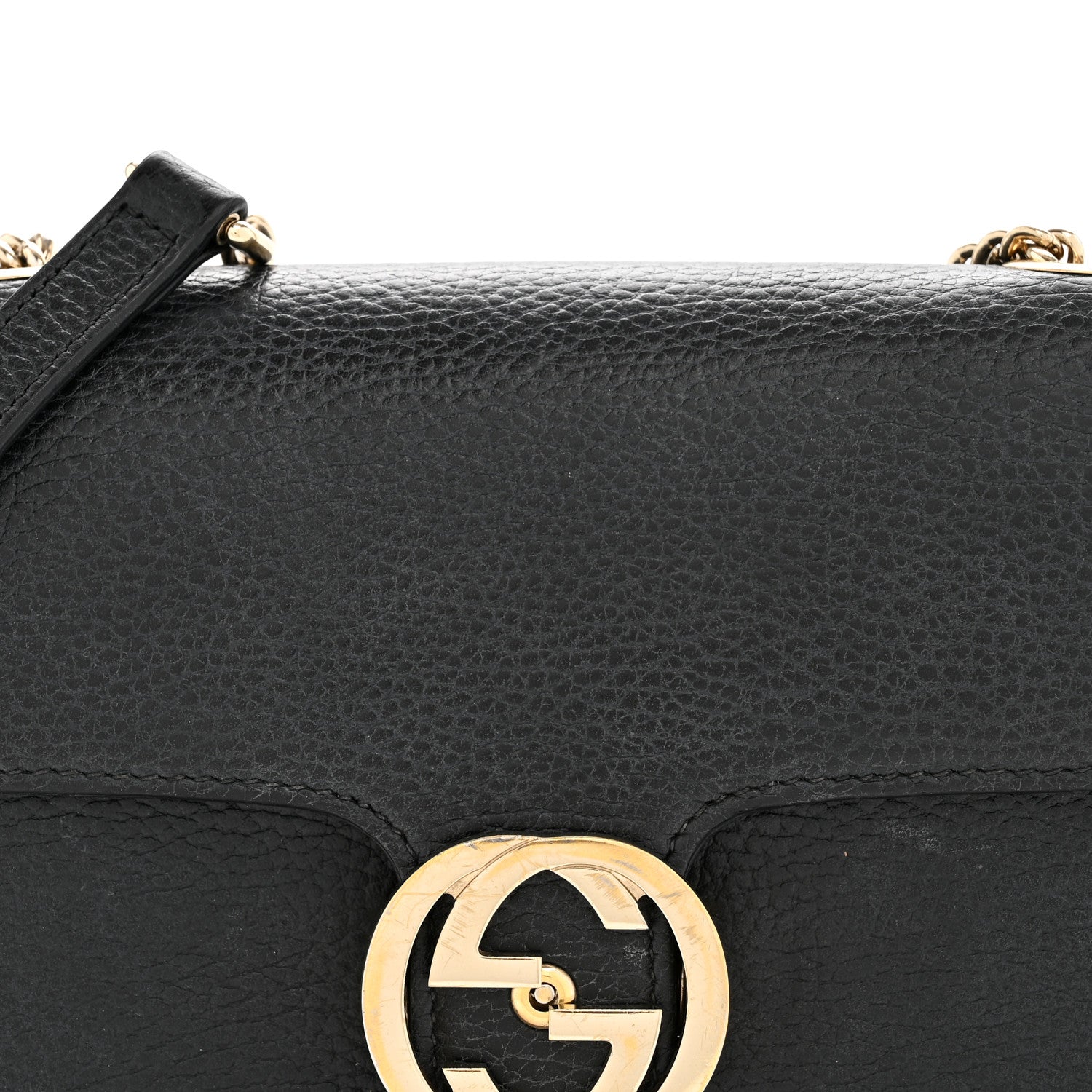 Dollar Calfskin Small Interlocking G Shoulder Bag Black