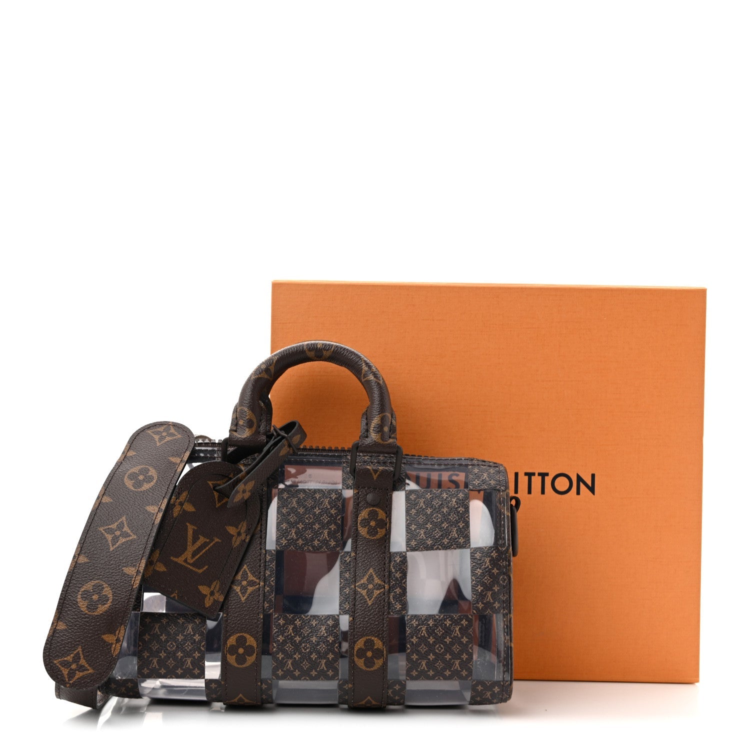 PVC Monogram Chess Keepall Bandouliere 25
