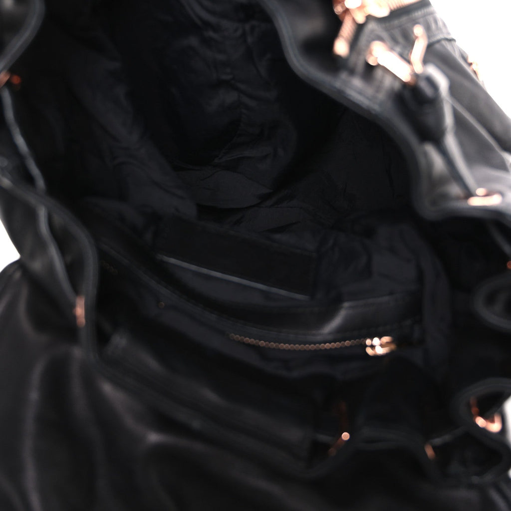 Lambskin Marti Backpack Bag Washed Black Rose Gold Hardware