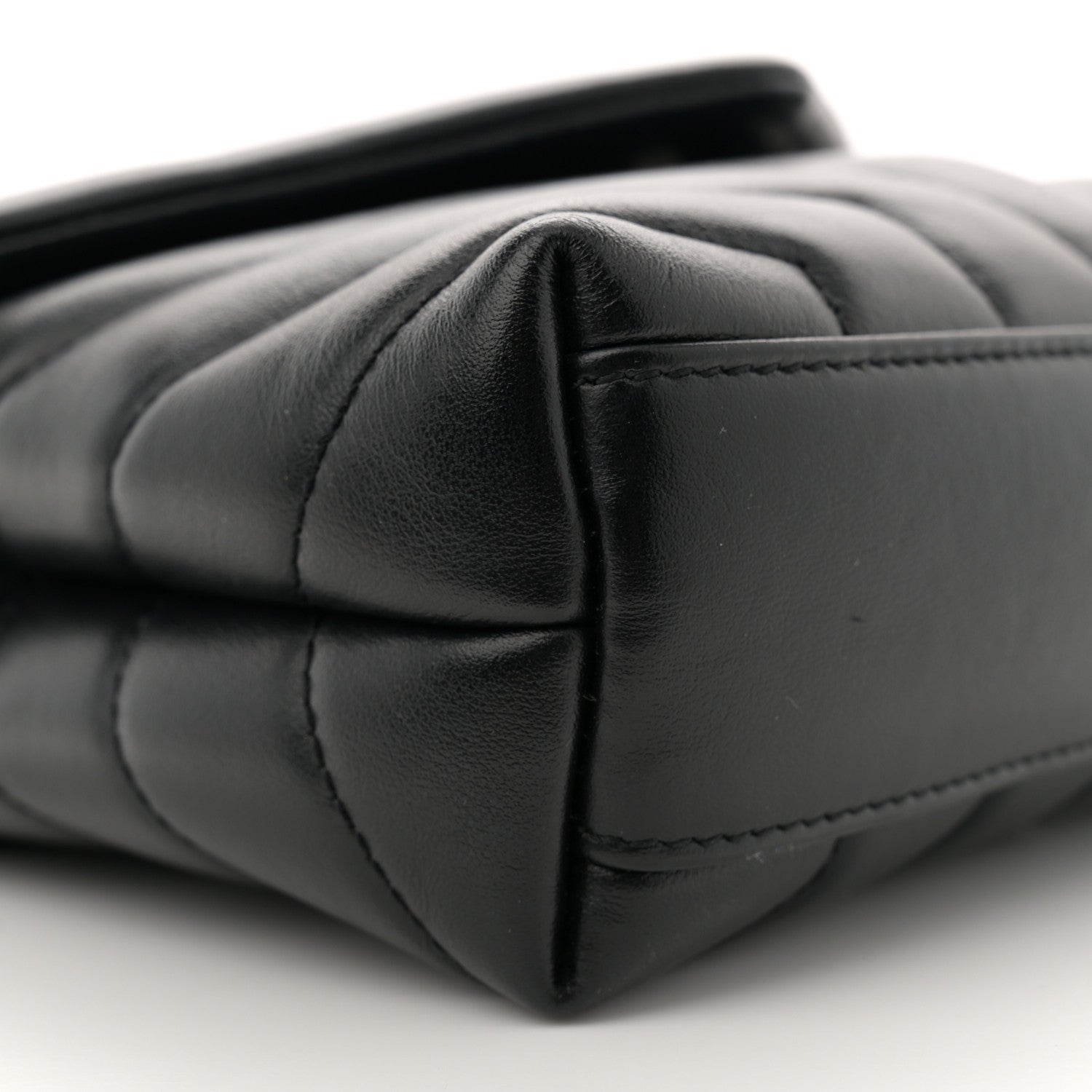 Calfskin Y Quilted Monogram Monochrome Toy Loulou Crossbody Bag Black