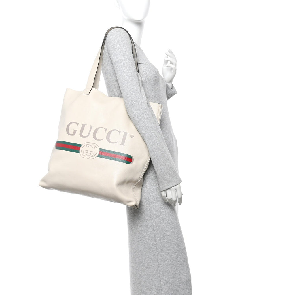 Calfskin Mens Logo Tote White